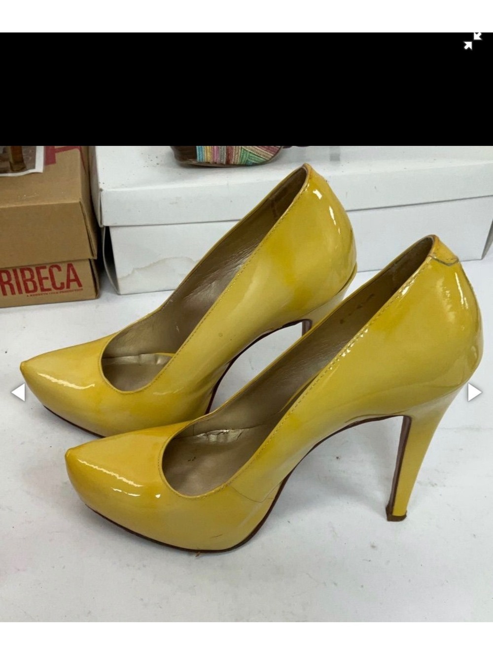 ALDO Yellow Patent Leather Platform Pumps Size 37 Women’s 6.5–7